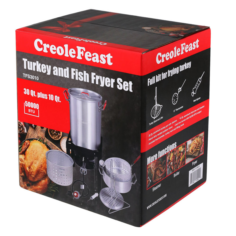 Creole Feast Premium Aluminum 30 Qt. Turkey Fryer And 10 Qt. Fish Fryer
